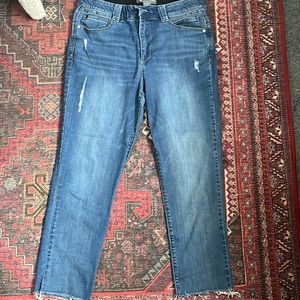 Democracy size 12 midrise frayed hem Ab technology jeans